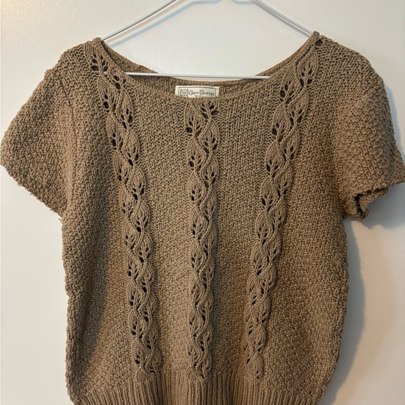 Cross Country Knit Sweaters - Cross Country Knits Elegant Brown Knit Short Sleeved Sweater Women’s Large